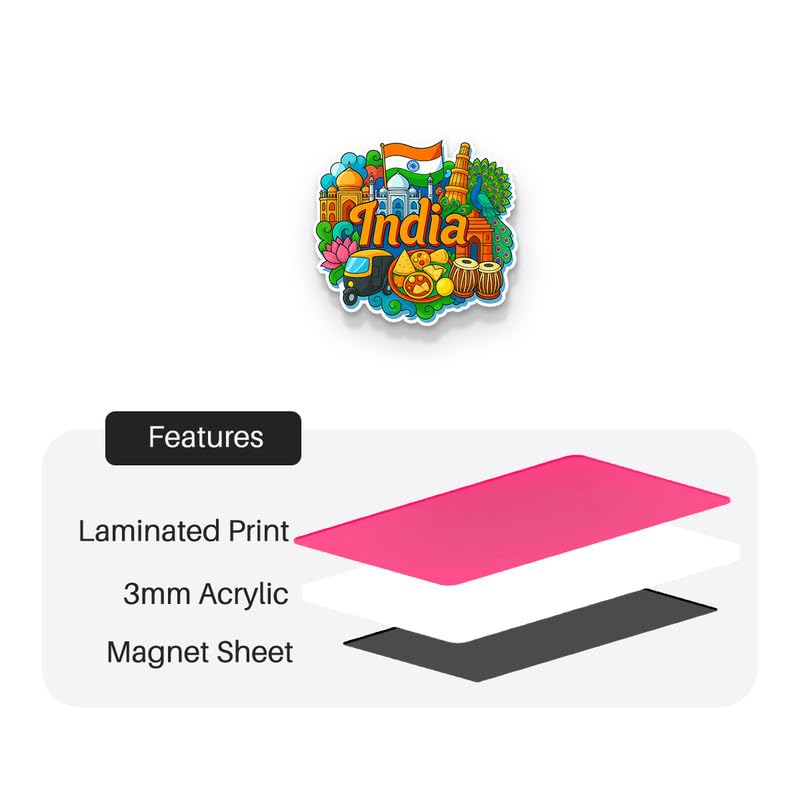 Image of India Fridge Magnet, Glossy Finish, Stylish Magnet for Fridge, Wardrobe & Metal Surfaces