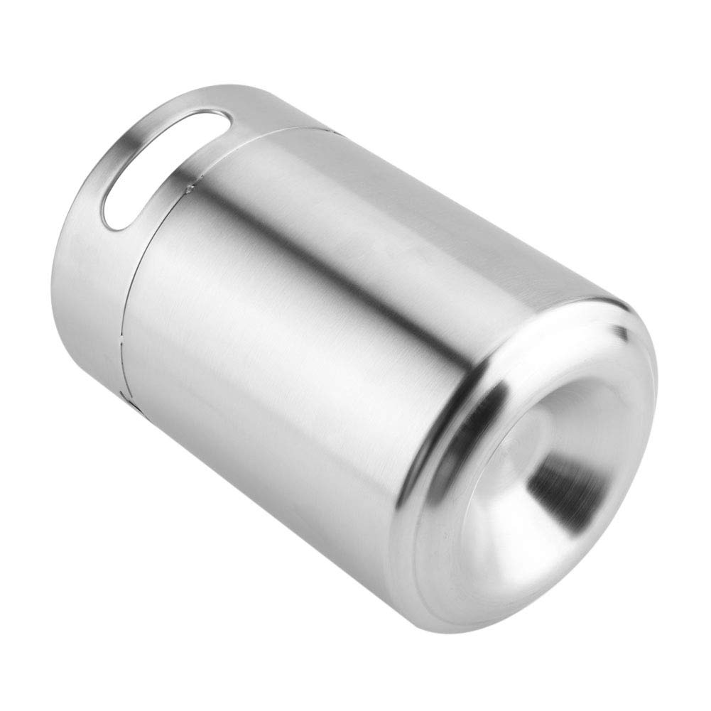 Fusto per birra, mini barile in acciaio inox con coperchio a spirale, può contenere birra, con doppia maniglia, per casa, hotel, campeggio, picnic 5 L