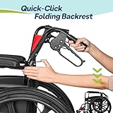 Lightweight Folding Wheelchair - Travel Friendly Foldable Self Propelled Transit Wheel Chair - Adjustable Footrests, Lock Lever Brakes, Dual Parking Brakes - Red, Standard 18" Seat - Image 5