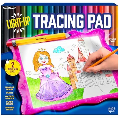 Dan&Darci Light Up Tracing Pad for Kids - Arts & Crafts Writing Drawing Tracer Board, Craft Kit for Girls & Boys Ages 6-12 - Birthday Toys Gifts Ideas for Girl or Boy 6+ Year Old Gift Toy - 6 7 8 9 10