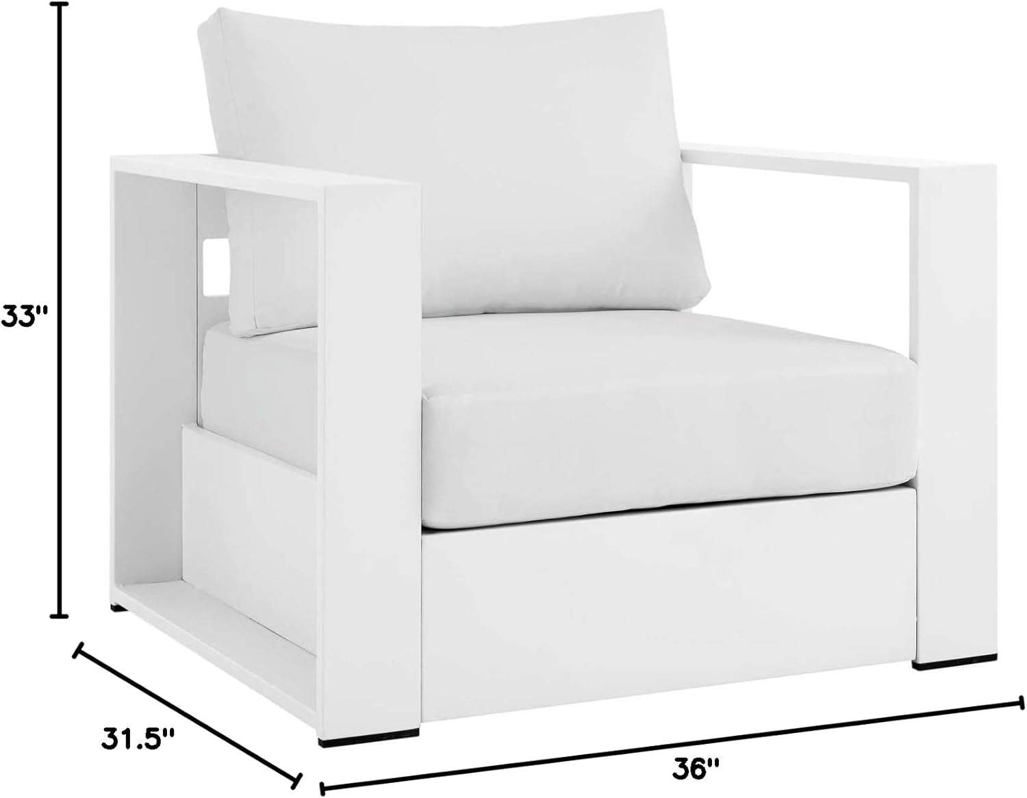 Modway Tahoe Modern Fabric/Aluminum Outdoor Armchair in White