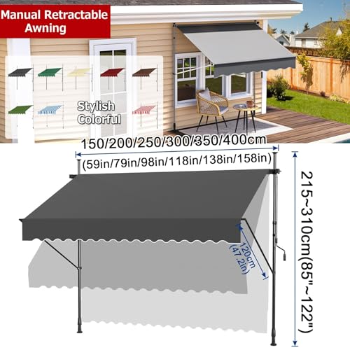 Auvent de terrasse rétractable 300 cm robuste - Store banne manuel durable