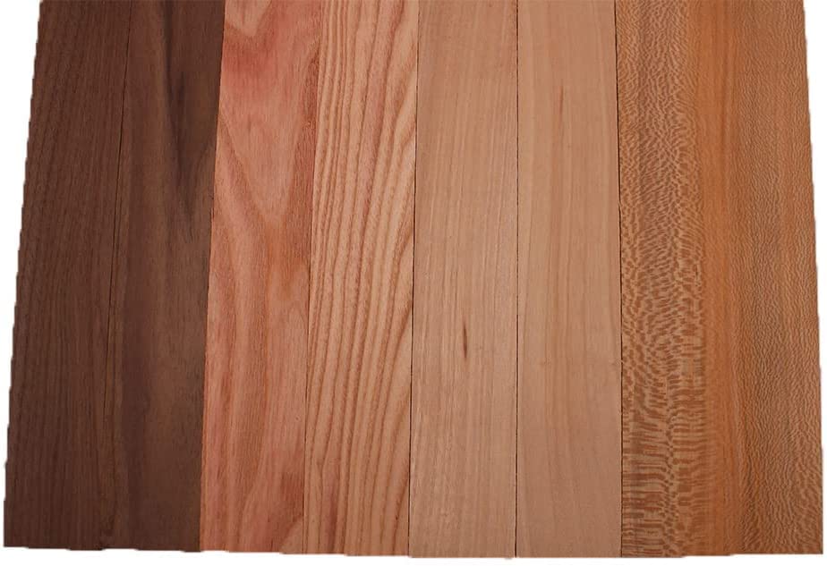 Barrington Hardwoods Domestic Exotic Variety Pack - Walnut, Coffee Nut, Grey Elm, Quarter Sawn Sycamore - 3/4" x 2" (8 Pieces) (3/4" x 2" x 18")