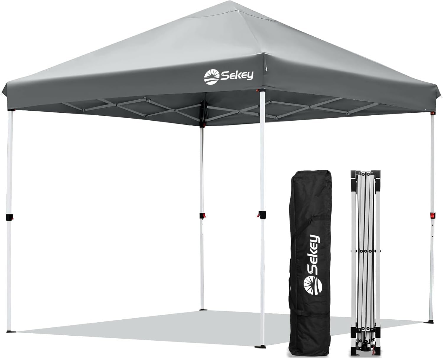 Sekey Pop Up Gazebo 3m x 3m, Heavy Duty Gazebo with Carry Bag, Instant Setup, Waterproof 1000mm - Marquee Garden Party Tent Outdoor, (Grey, 3x3 without Sides)