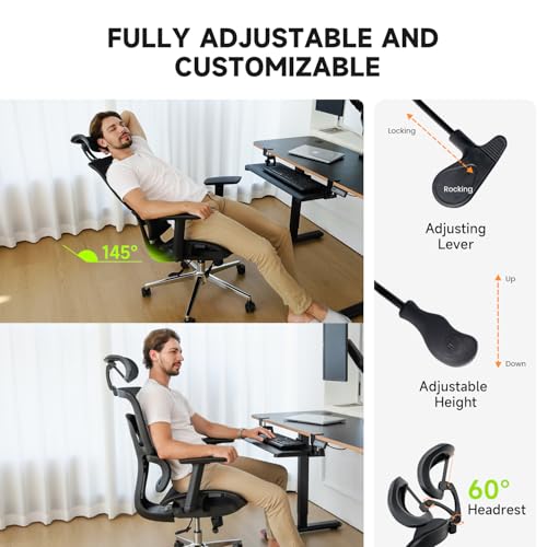 Image of NearHub EC20 Ergonomic Office Chair for Big and Tall 6'5 inch Tall Max, 400Lbs Computer Desk Heavy-Duty Office Gaming Chair with Adjustable Features, High-Back Design, and Premium Comfort for Office,Home
