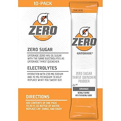Gatorade G Zero Powder Packets Orange 20oz 10ct