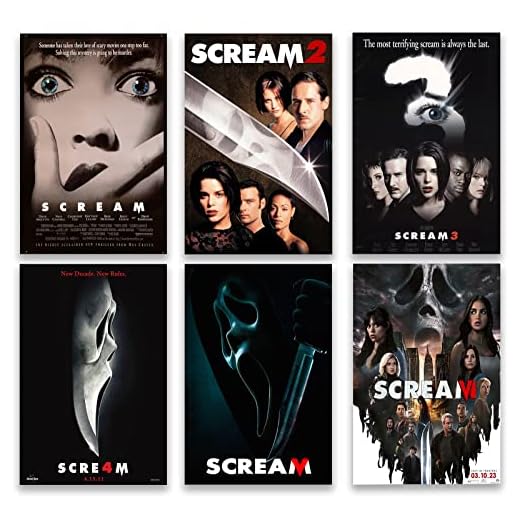 Herzii Prints Scream Poster - Set of 6 8x12 inches Horror Movie Poster, Scream Room Decor - Wall Art Posters for Home Living Room Bedroom UNFRAMED