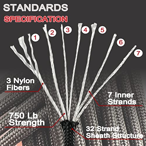 Vvaagg 550 Paracord 100Ft, Strong Heavy-Duty Survival Rope, Tactical Parachute Cord, Outdoor Camping Gear Tent Rope #TOP4