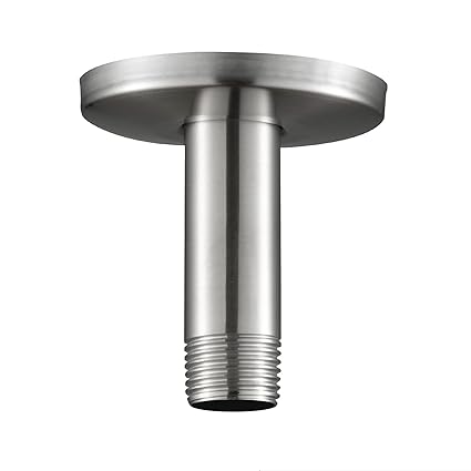 OFFO Shower Arm with Flange 3 Inches Ceiling Mount Replacement Rain Shower Head Straight Arm Ceiling-Mounted For Fixed Shower Head & High Pressure Rain Brushed