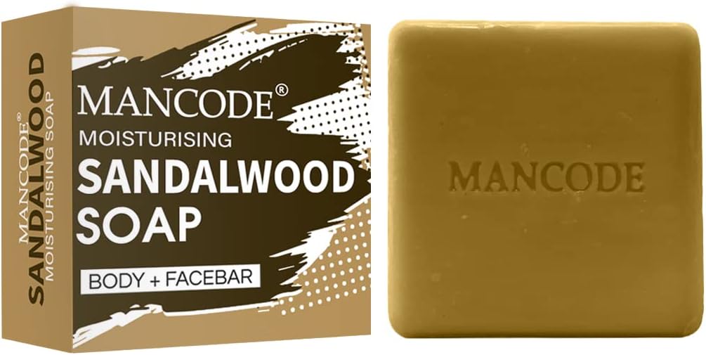 MAN CODESandalwood Soap for Men - 125gr | with Refreshing Sandalwood Essential Oil | Anti Bacterial | Natural Herbs & Aroma | Brown Color Soap | Bathing Soap Pack of 1