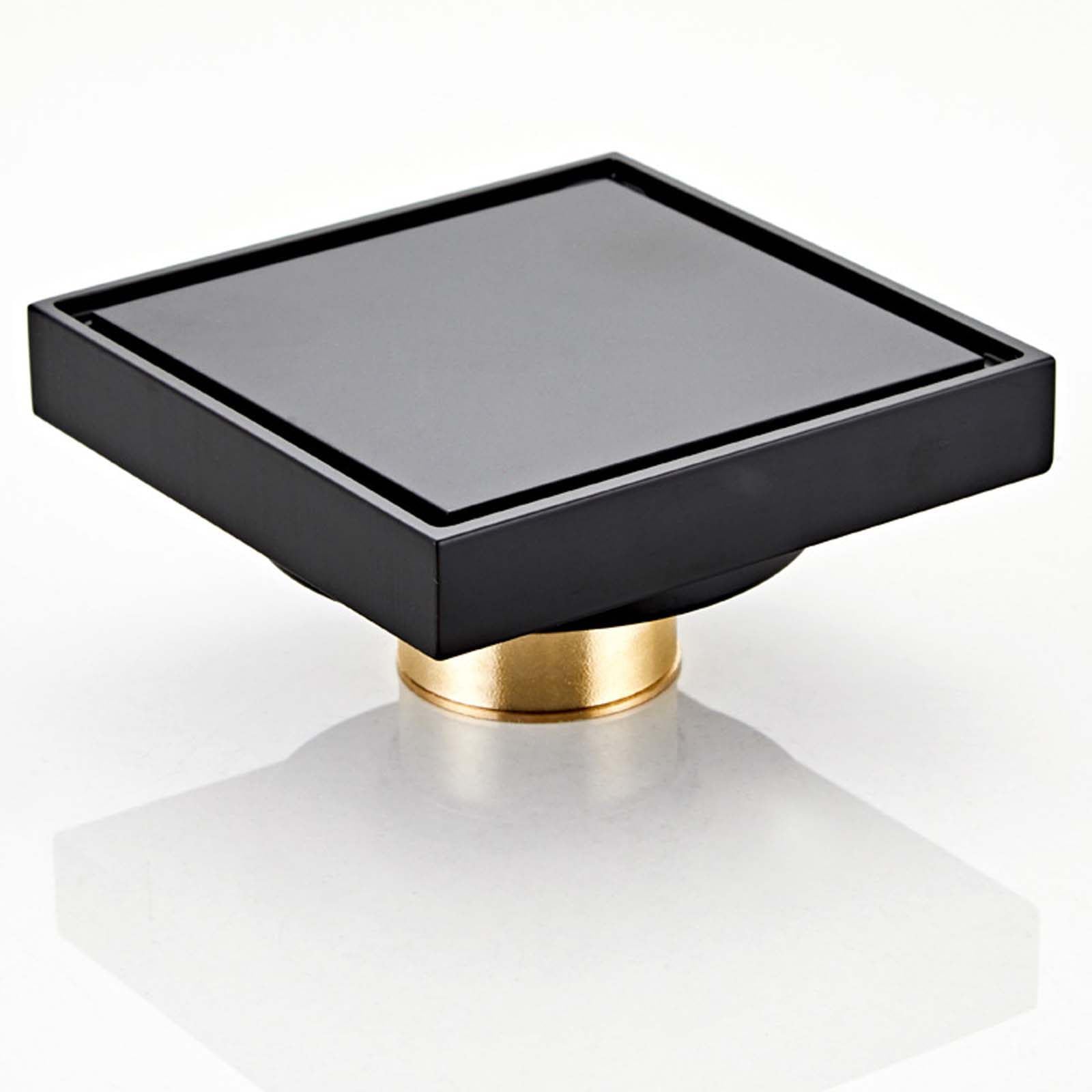 Odpływ podłogowy, mosiężny sitko odpływu podłogowego Czarny odpływ podłogowy 10cm*10cm Odpływ podłogowy prysznica Ukryty odpływ prysznicowy z rdzeniem odbijającym Odpowiednie do rur o średnicy ≥5cm