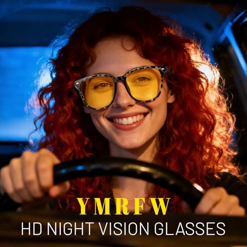 YMRFW Polarized Night Vision Glasses for Women Driving Yellow Lens Reduce Glare Safety Nighttime UV400 Protection — view 2