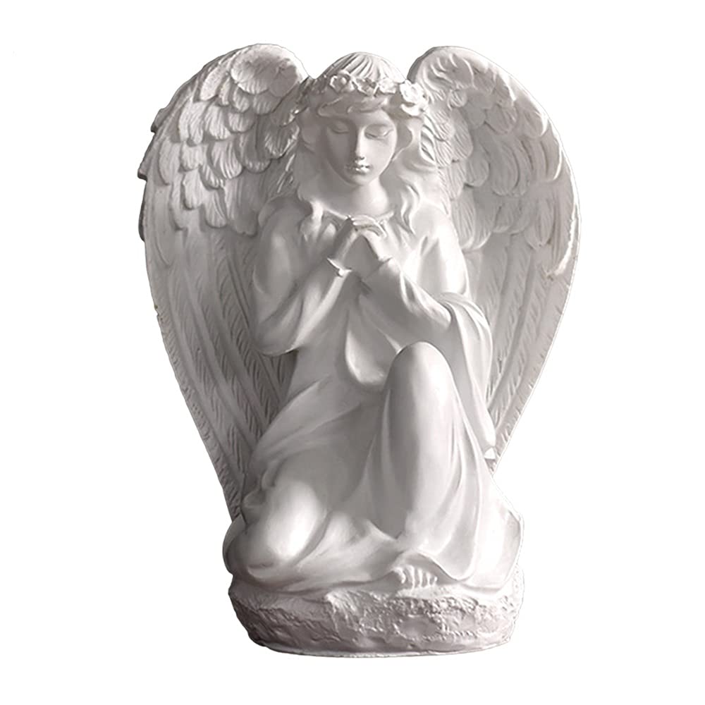 YANGMEIGuardian Angel Statue, Resin White Praying Angel Sculpture for Shelf Table Living Room Bedroom Decor Figurine Religious Spiritua Memorial Gift