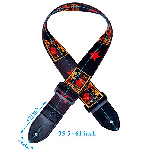 KingPoint sangle de guitare polyester impression couleur, 2 mm d’épaisseur avec extrémités cuir PU, plusieurs motifs Punk - Les Beatles, Paul McCartney, John Lennon, RIngo Starr, George Harrison KingPoint sangle de guitare polyester impression couleur, 2 mm d'épaisseur avec extrémités cuir PU, plusieurs motifs Punk – Image 5