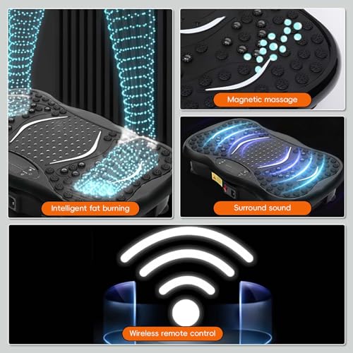 Plateforme Vibrante & Oscillante-Appareil Fitness, Plaque Vibrante 5 Modes 99 Niveaux d’Intensité,2 Bandes de résistance, Haut-Parleur Bluetooth Télécommande + Écran LCD – Image 5