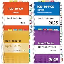 Index Tabs for CPT, AAPC Version ICD-10-CM, HCPCS Level II & ICD-10-PCS 2025, 4 Set Bundles Set Book not Included, Color-Coded with Code Ranges, Laminated & Waterproof & Repositionable
