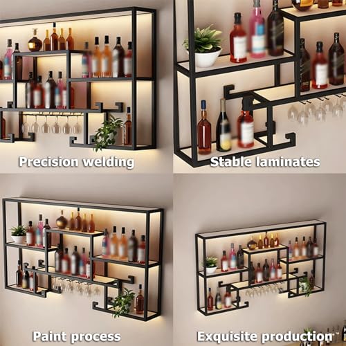 Soporte para botellas de pared con espacio LED para barra de bar 8