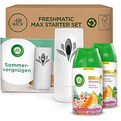 Air Wick Freshmatic Max - Starter Set mit Gerät und 2 Nachfüllern - Lufterfrischer automatisch - Duft: Sommervergnügen - 2 x 250 ml Nachfüller + Gerät in Weiß Cover