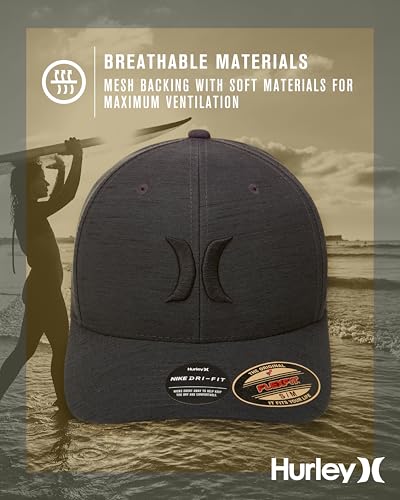 Image of Hurley Men's Baseball Cap - Lightweight Curved Bill H2O Dri Fitted Caps for Men