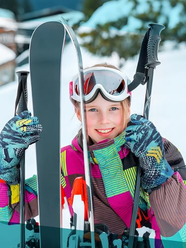 Image of Honoson 2 Pairs Kids Snow Gloves, Winter Waterproof | for Outdoor Snowboard Sledding, Warm Fleece Lining, Windproof, Adjustable Wrist Strap, Youth Cold Weather Ski Glove