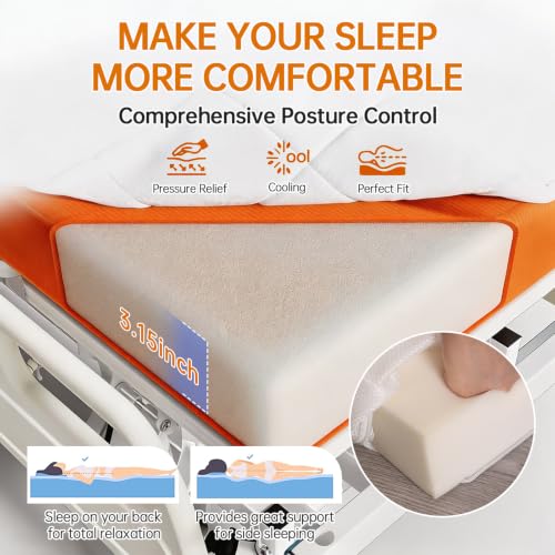 Image of Electric Hospital Beds for Home Use, Full Electric Adjustable Medical Bed with Height Adjustment 18 inch-25 inch, Auto Turning, Built-in Commode, IV Pole, Overbed Table, 3 inch Mattress, 550 LBS Capacity