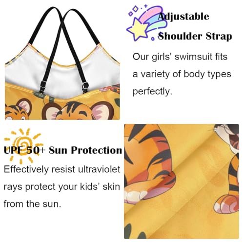 Image of Girls One Pieces Swimsuit Cute Beach Swimwear with Adjustable Strap 3-10 Years