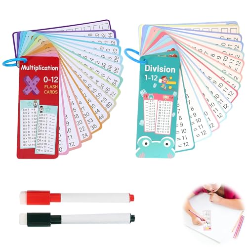 30 Piezas 1x1 Tablas de Multiplicar para Niños, Tarjetas Estudio Juego de Numeros Tarjetas Didácticas de División Multiplicación y División Ayudas de Cálculo con Bolígrafo Borrable para Niños