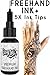 Easy.ink- Temporary Tattoo Ink Set, Natural & Long Lasting Freehand Ink (Organic Jagua Fruit Gel/Ink).Premium Ink+5X Different Width Ink Tips. Black/Dark Blue Color. No Chemicals,No Alcohol. 0.5oz