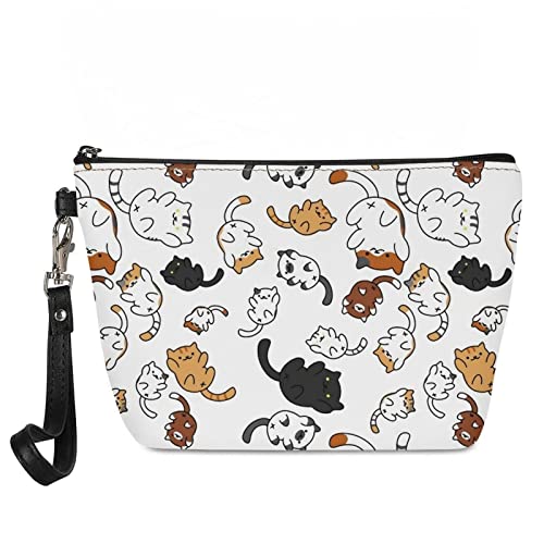 Kuiaobaty Trousse de maquillage pour femme, trousse à cosmétiques pour porte-monnaie, trousse de toilette grande capacité, trousse de toilette pour fille, trousse de beauté, Chats mignons