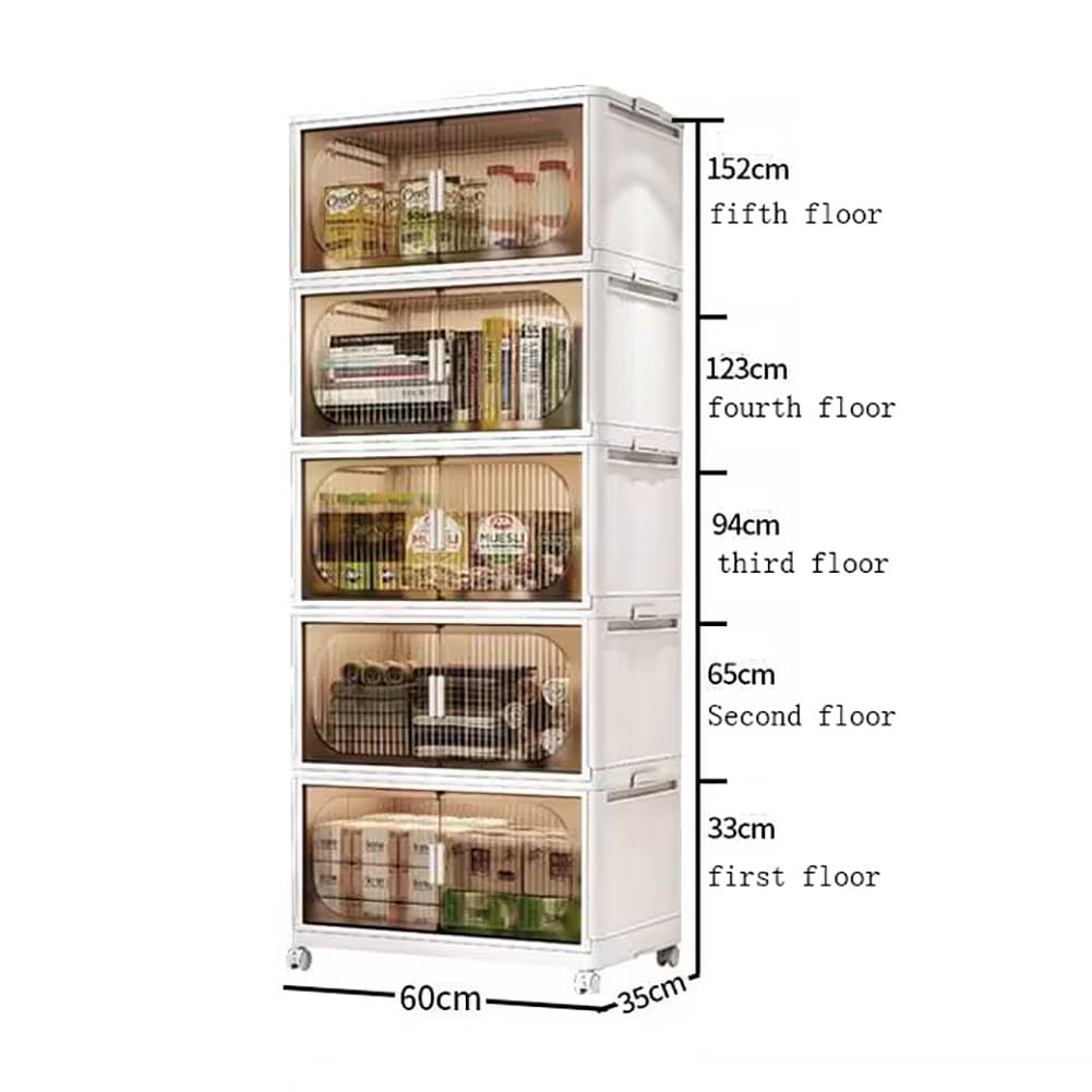 Scatola di archiviazione pieghevole con coperchio, scatola di archiviazione pieghevole con porta e ruote, scatola di archiviazione impilabile, scatola di stoccaggio del guardaroba in plastica