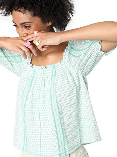 Image of ONLY Green & White Striped Blouson Top