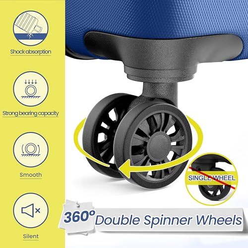 Image of AnyZip Luggage PC ABS Hardside Lightweight Suitcase with 4 Universal Wheels TSA Lock 20 24 28 Inch, DarkBlue, 3 piece set (20 /24 /28), Fashion