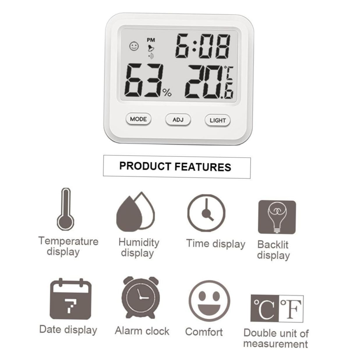BESPORTBLE Lot De 3 Thermomètres Et Hygromètres Dintérieur En Plastique Avec Horloge Mesure Précise De La Température Et De Lhumidité Enregistrement Max/min Pour