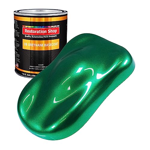 Restoration Shop - Emerald Green Metallic Urethane Basecoat Auto Paint - Gallon Paint Color Only - Professional High Gloss Automotive, Car, Truck Refinish Coating