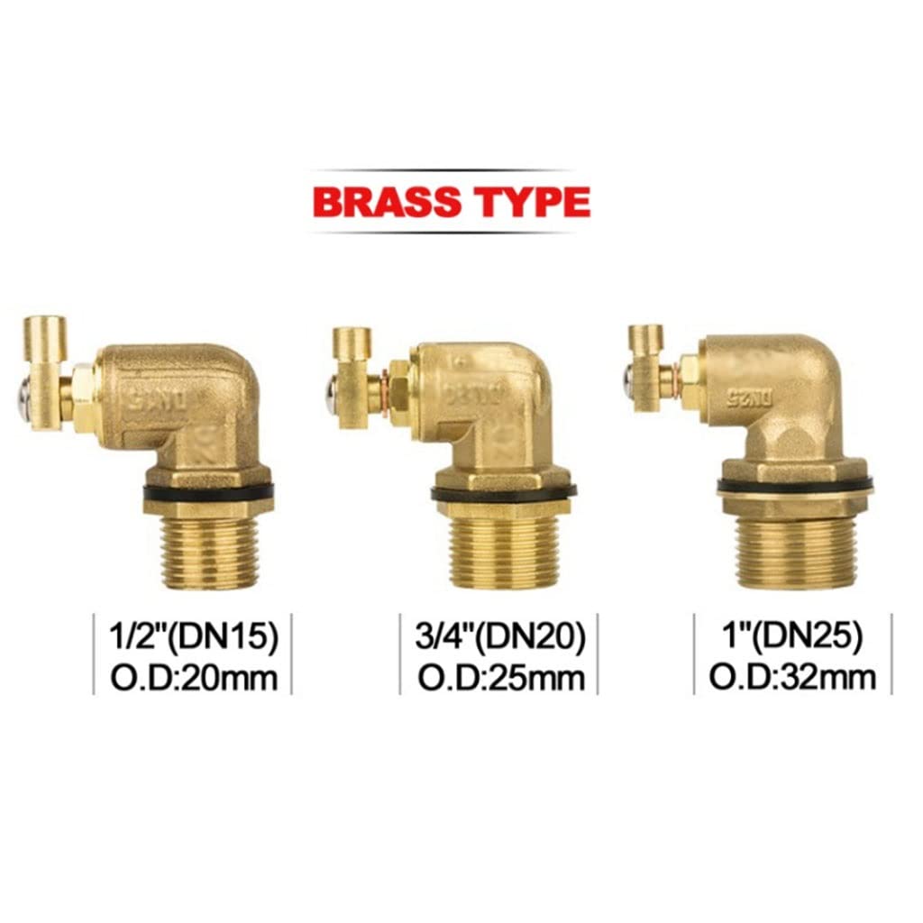 Válvula de llenado de cisterna Flotador, Válvula de flotador de latón/acero inoxidable, DN15, DN20 y DN25, válvula de control de bola flotante de apertura rápida(Brass Type,DN20)