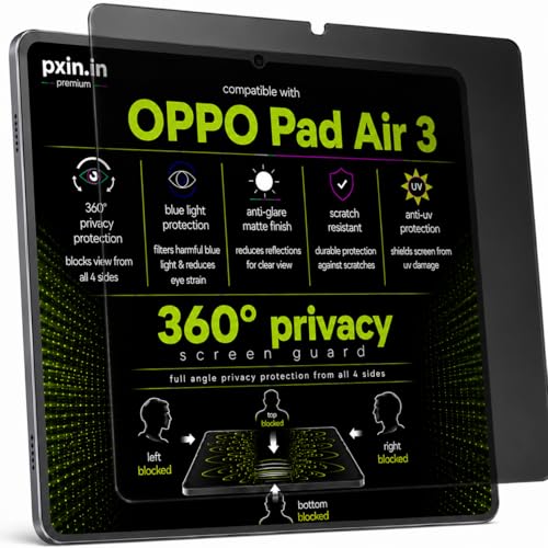 Image of Pxin 360 Pro Privacy Screen guard compatible with OPPO Pad Air 3 | Anti Glare | Anti UV | Anti Blue | Anti Reflection | Privacy Filter | Unbreakable Build