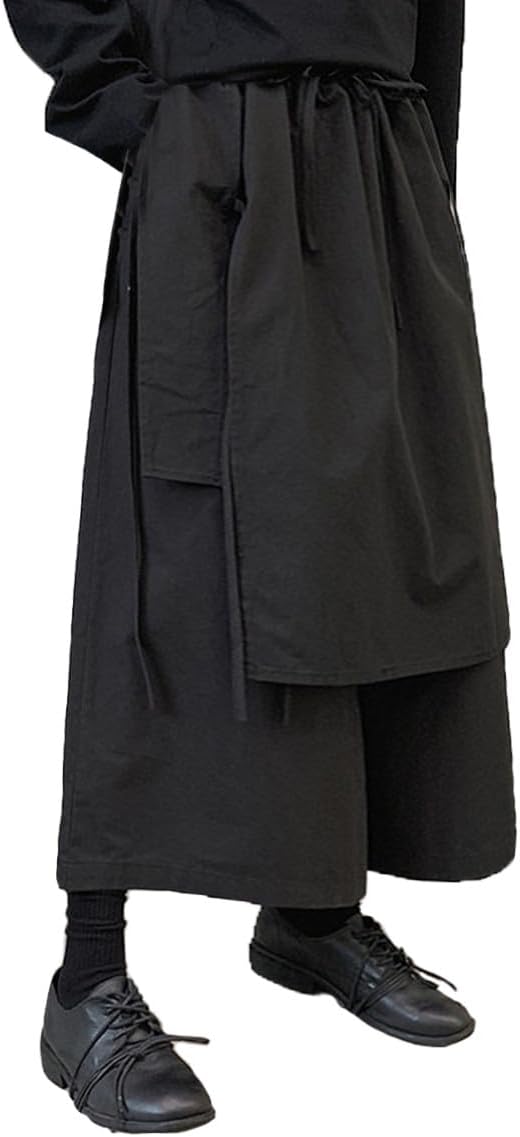 CLANMILUMS Mens Gothic Skirts Pant Japanese Harajuku Black Harem Pants - Image 2