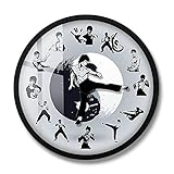 Timethink Yin Yang, orologio da parete cinese Kung Fu con telaio in metallo, arti marziali, kung fu master, aghi, orologio da parete con movimento silenzioso, funzionamento a batteria, per soggiorno