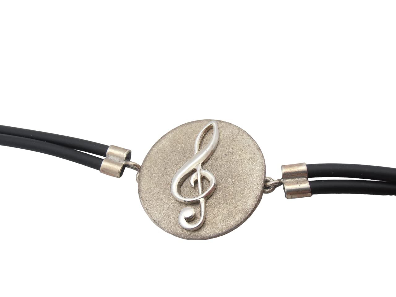 Chiave di Violino : Braccialetto in Argento 925 e Caucciù - Bracciale con Chiave di Sol - Musica - Musicista