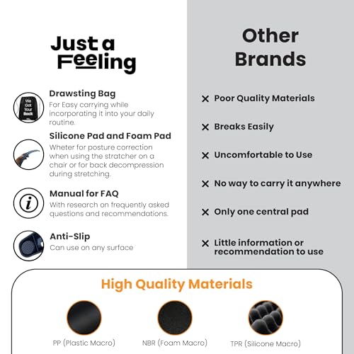 Image of Just A Feeling Back Stretcher Lower - Lumbar Support & Back Cracker w /Silicone & Foam Pads - Spinal Decompression Device for Sciatica, Herniated Disc, Back Popper for Back Pain w /Chair Strap