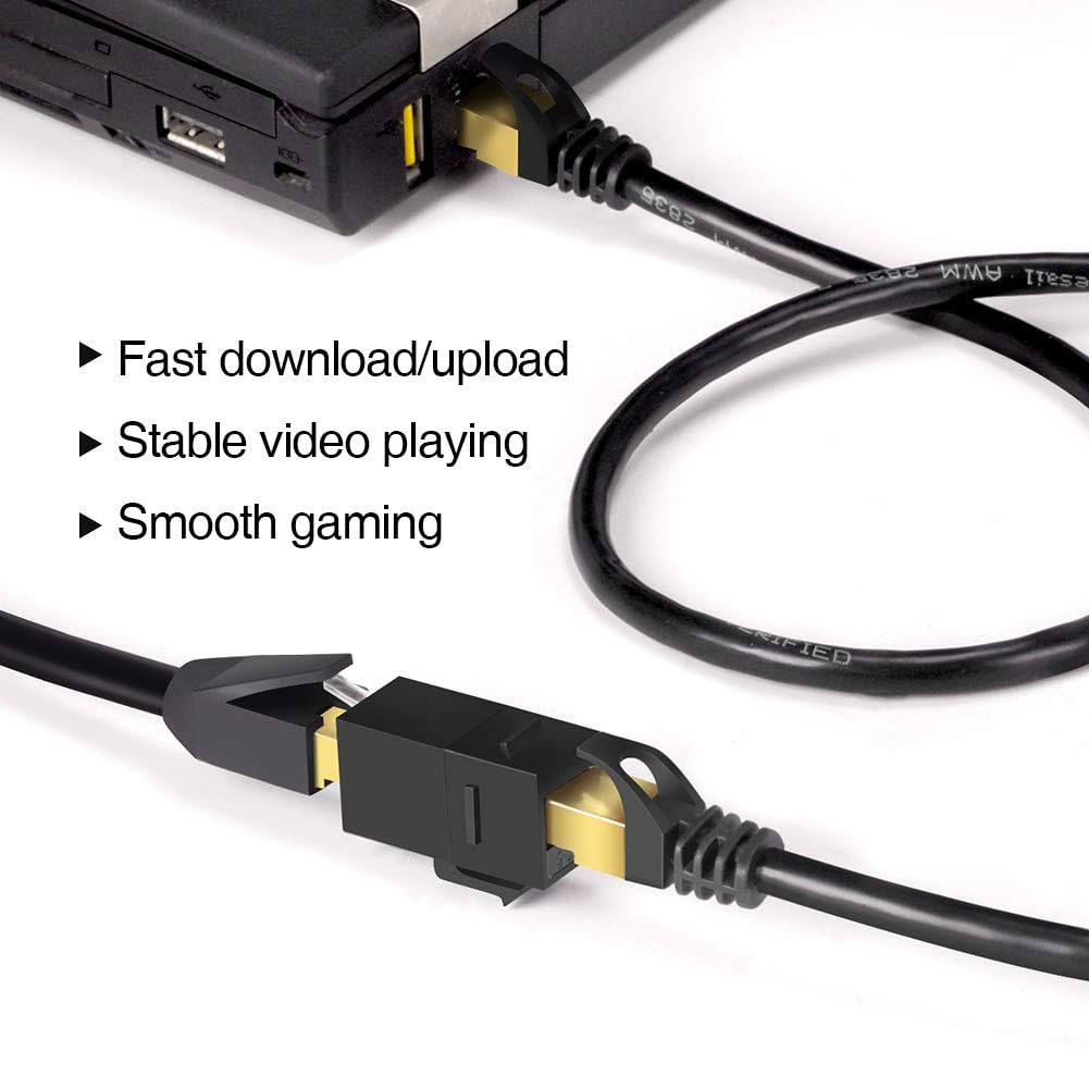RJ45 Patchkabel Kupplung CAT6, 40 Stück LAN Verbinder Netzwerk Buchse Adapter Geschirmt (40 Stück, Schwarz)