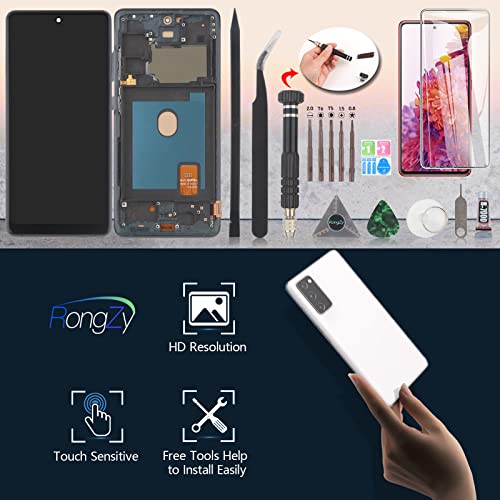 RongZy Display for Samsung Galaxy S20 FE/S20 FE 5G S20 2022 LCD Screen Replacement Digitizer Touch Screen Assembled Replacement with Tools (Black with Frame)