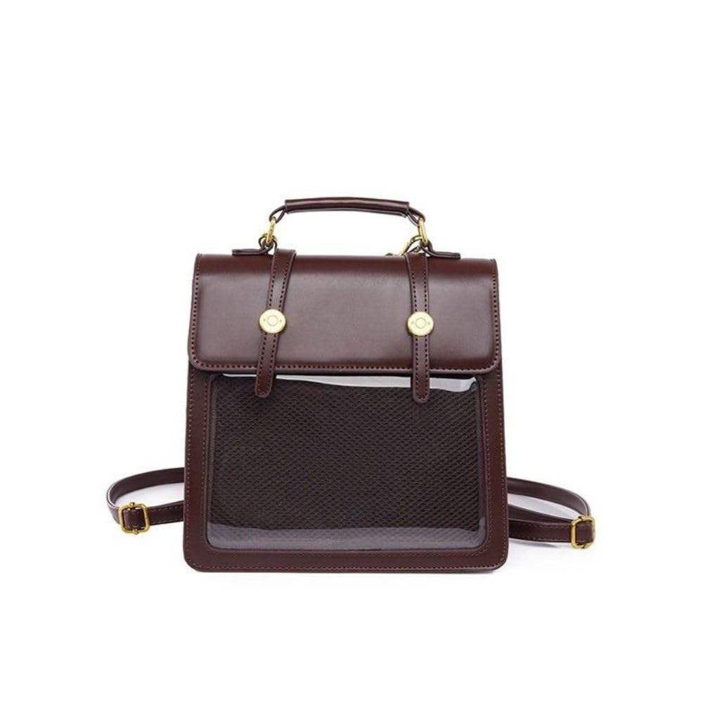 Mini Ita Vintage Leather Backpack - Small Bag Purse, Cute for Pins Display, Preppy Tiny Backpack (Brown)