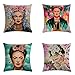 gircat 2 Stück Ölgemälde Frida Kahlo Selbstporträt Baumwolle Leinen Überwurf Kissenbezug Auto Kissen Couch Sofa Bett Cover 45,7 x 45,7 cm, Muster 1 (13)