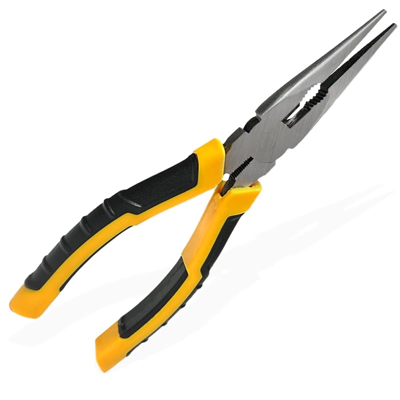 Alicate de Bico Longo com Cortador de Fios Zthluyc Amarelo 20,6 cm