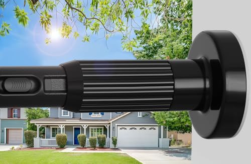 Image of Tension Curtain Rod,40-67.7IN(3.33-5.64Ft) One-Click Fast Extension Rod Easy to Install Black Long Outdoor Curtain Rods No Drilling Never Rust for Window or Shower Patio Diameter 1.26 Inches