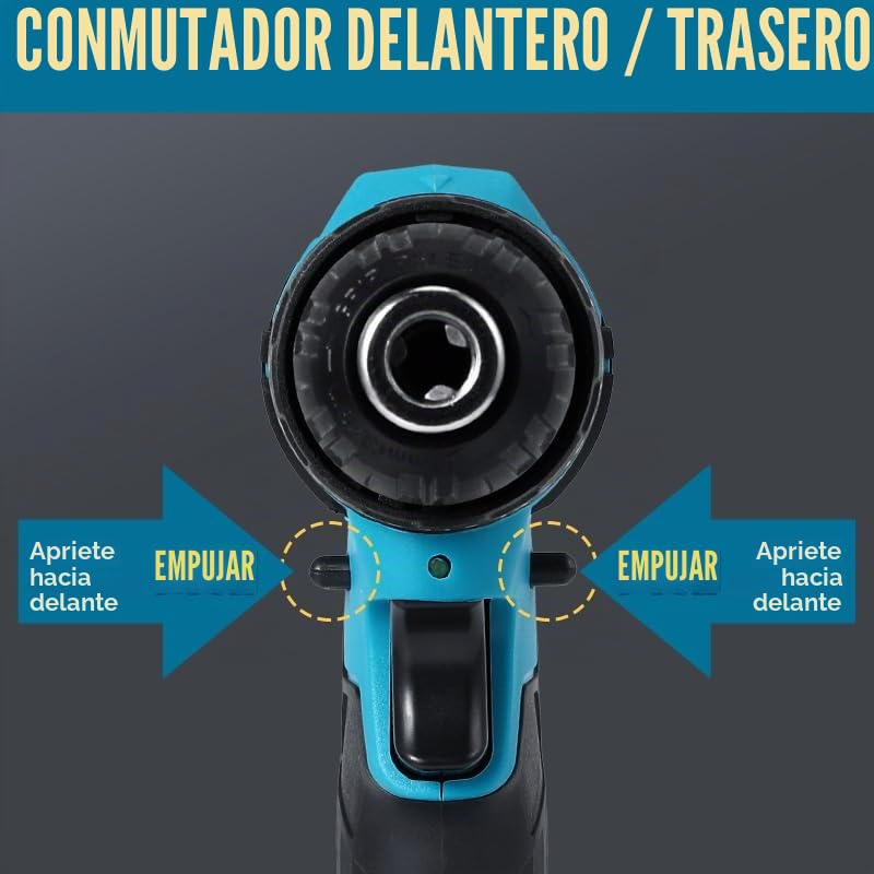 Taladro atornillador inalámbrico de 21 V, atornillador desatornillador con baterías, 1300 x 5 mAh, 32 N.m percusión, 25+3 ajustes de par, 24 accesorios, 2 velocidades, LED, para proyecto de bricolaje