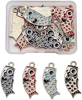DanLingJewelry 40 pcs 8 Styles Alloy Enamel Cat with Bowknot Charms Cute Pet Animal Pendants for DIY Jewellery Making 13X21x2.3mm