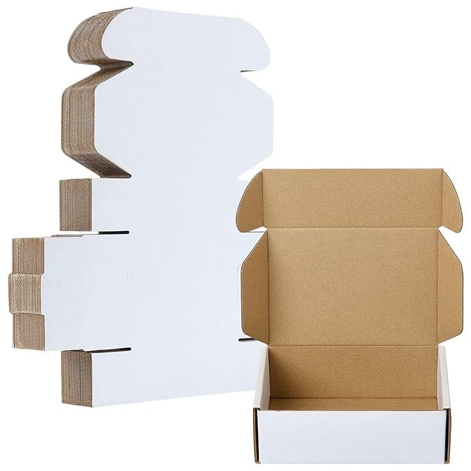 gps™ 6x4x2 inch white self lock corrugated boxes, 3 ply cardboard mailer boxes for e-commerce shipping, courier, gift & small item packaging, pack of 100