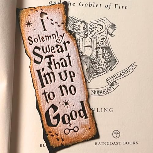 Image of Mischief Managed Vintage Scroll Bookmark | inchI Solemnly Swear that I'm Up to No Good inch Inspired Fantasy Bookmark for Book Lovers, Readers & Students | Aesthetic Page Marker Gift | Durable Bioplastic
